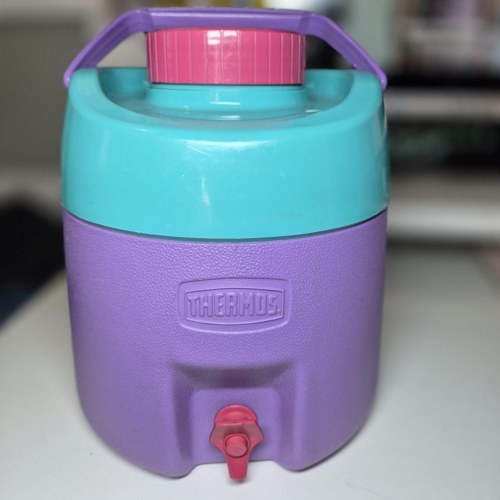 Vintage Thermos 8L Cooler Y2K Teal Purple Pink Retro Work Water Jug Canada 7908
